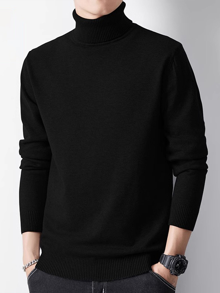 Men&prime;s Winter Solid Sweaters: Fleece-Lined, Turtleneck, Warm, Multi-Color. Custom &amp; Wholesale