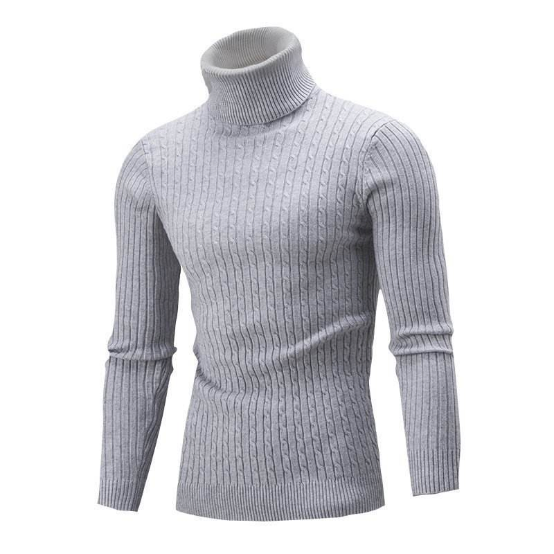 Men&prime;s Turtleneck Sweater Wholesale Crochet Cotton Soft Winter Long Sleeve Pullover with High Neck Washed Knitwear