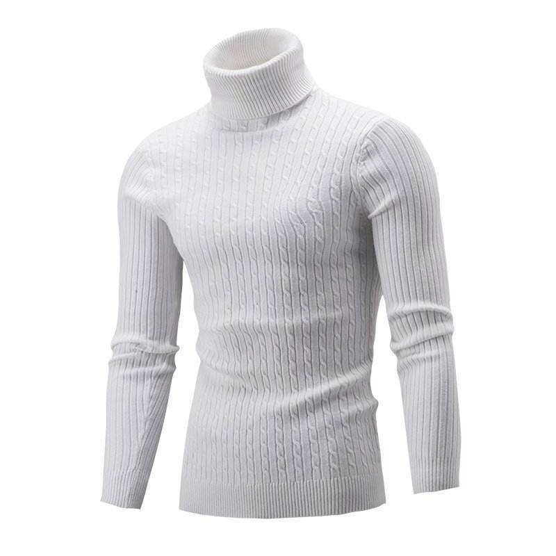Men&prime;s Turtleneck Sweater Wholesale Crochet Cotton Soft Winter Long Sleeve Pullover with High Neck Washed Knitwear