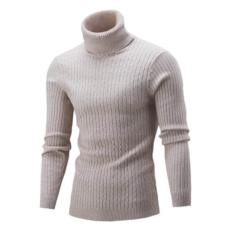 Men&prime;s Turtleneck Sweater Wholesale Crochet Cotton Soft Winter Long Sleeve Pullover with High Neck Washed Knitwear