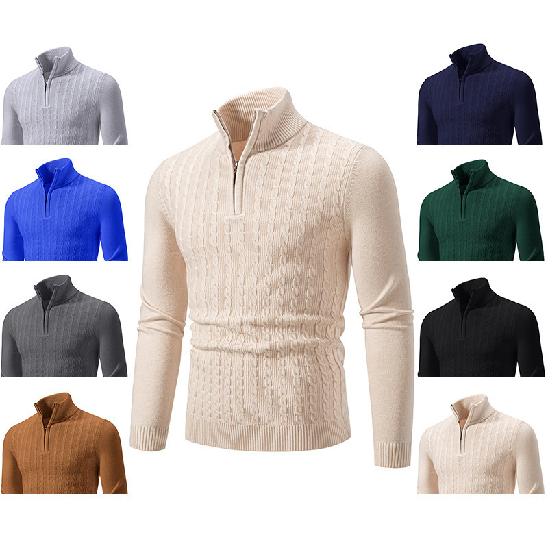 New Men’ S Autumn/Winter Knits: Solid - Color Turtleneck, Pullover Sweater & Casual Outerwear.