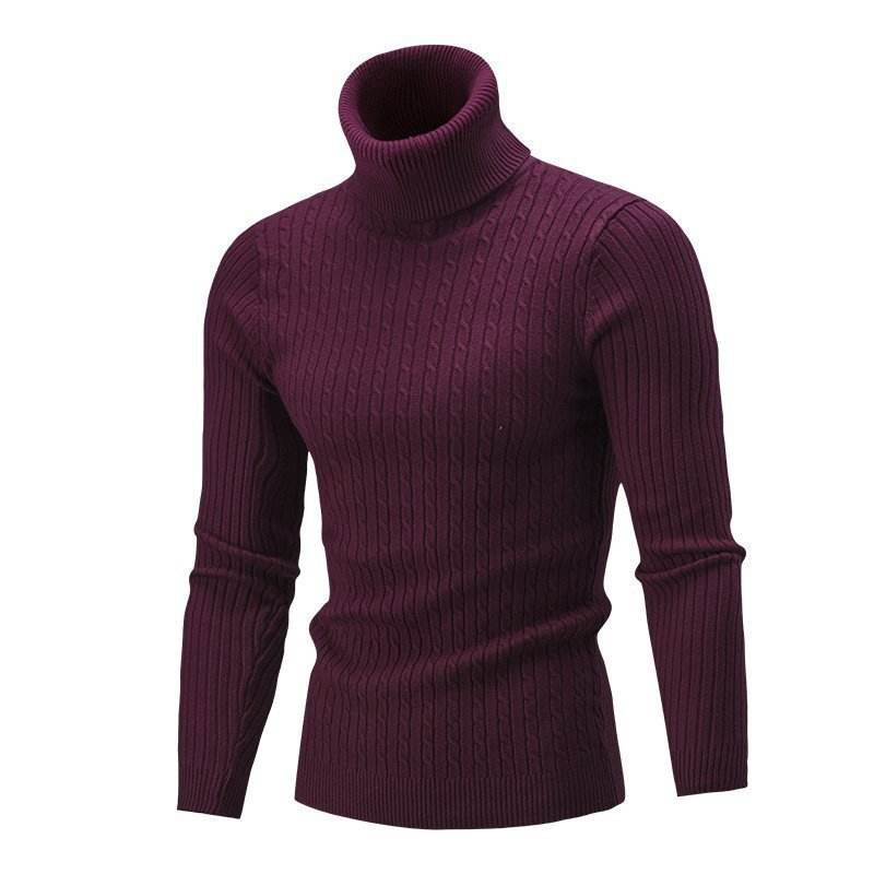Men′s Turtleneck Sweater Wholesale Crochet Cotton Soft Winter Long Sleeve Pullover with High Neck Washed Knitwear