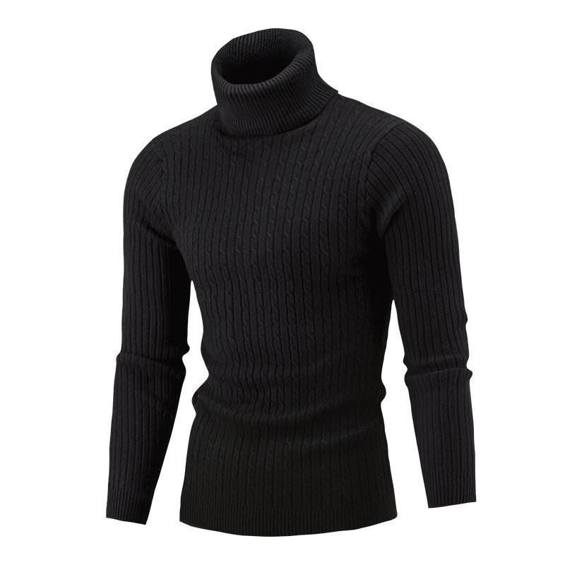 Men&prime;s Turtleneck Sweater Wholesale Crochet Cotton Soft Winter Long Sleeve Pullover with High Neck Washed Knitwear