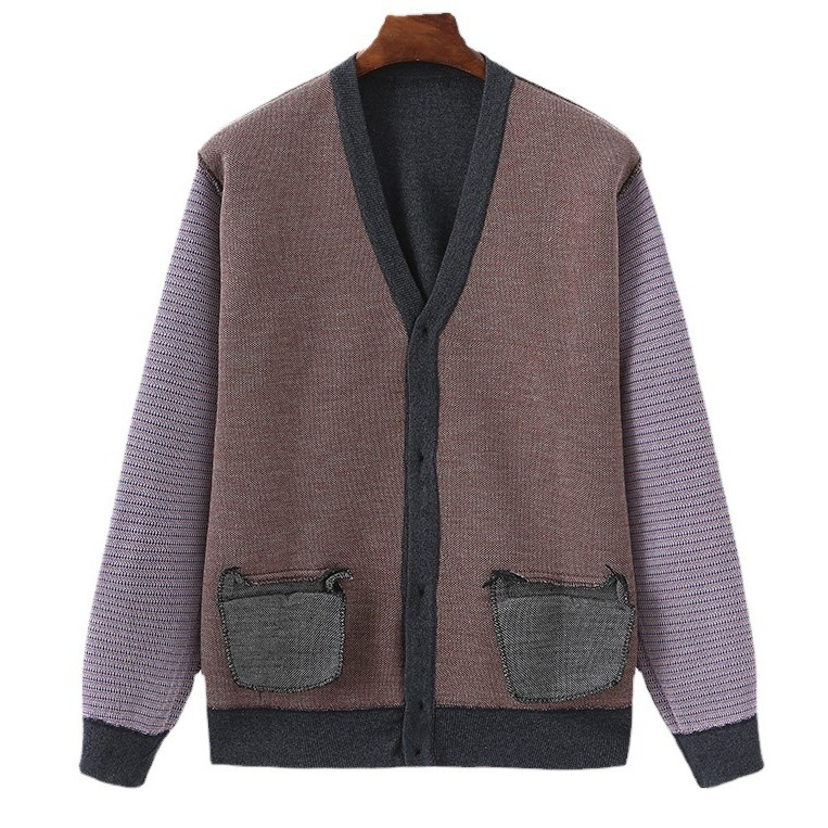 Hot Selling Button Loose Men Long Sleeve Knitted Sweater V-Neck Vintage Knitwear