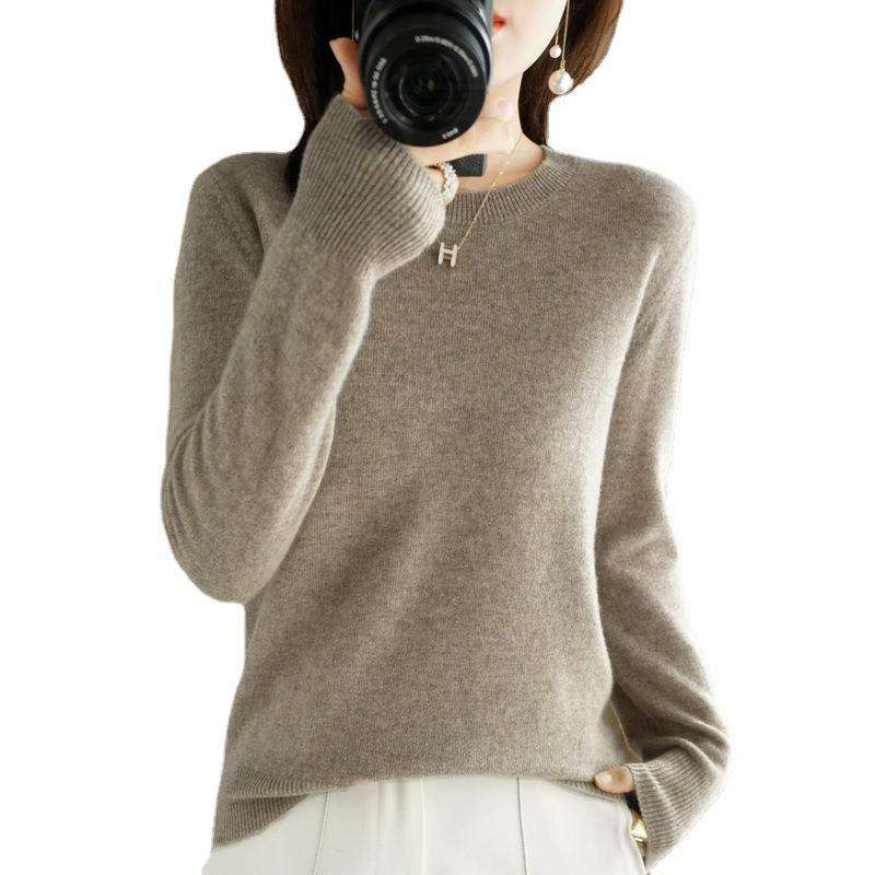 Women&prime;s 100% Cashmere Sweater Round-Neck Pullover Knitted Casual Sweater Knitwear