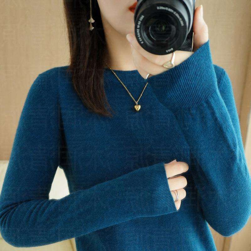 Women&prime;s 100% Cashmere Sweater Round-Neck Pullover Knitted Casual Sweater Knitwear