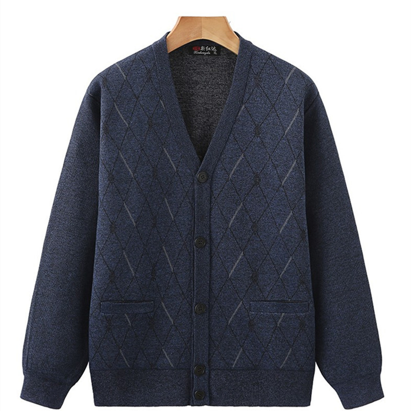 Hot Selling Button Loose Men Long Sleeve Knitted Sweater V-Neck Vintage Knitwear