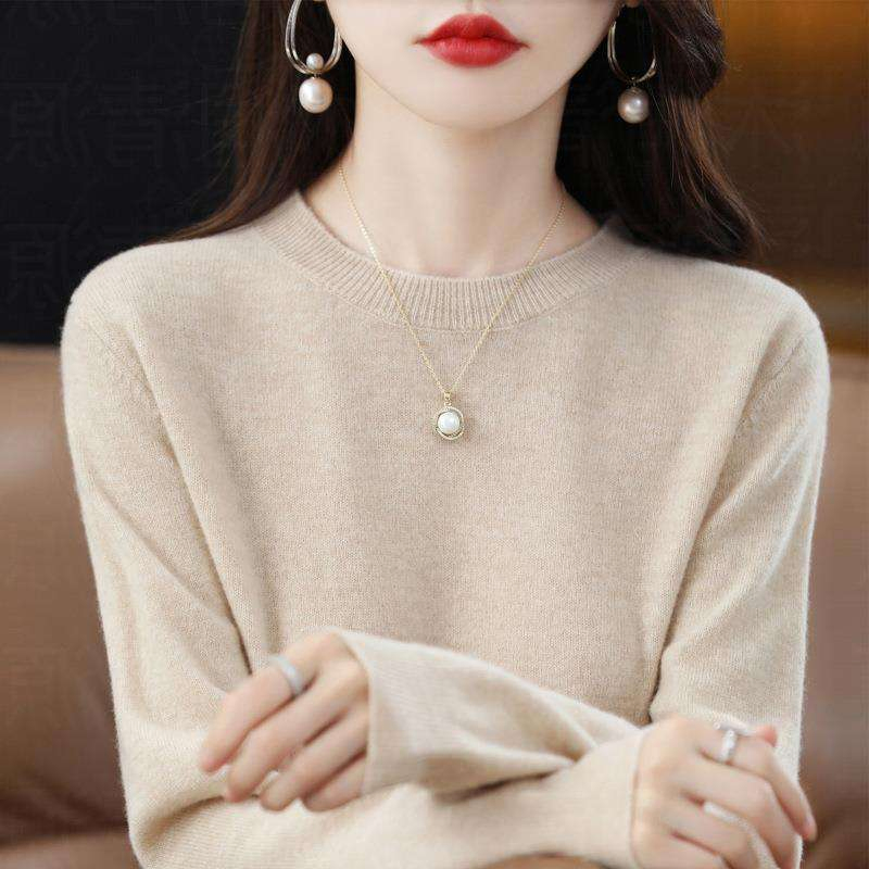 Women&prime;s 100% Cashmere Sweater Round-Neck Pullover Knitted Casual Sweater Knitwear
