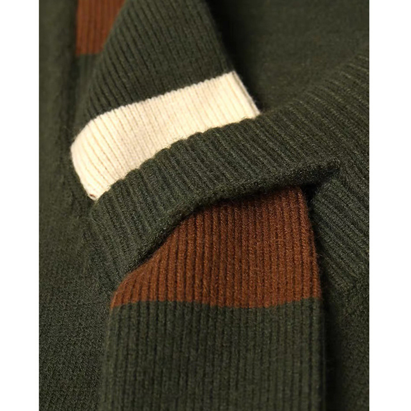 Korean Lazy Style V-Neck Knitwear Autumn Winter Two-Piece Striped Pullover Knit Sweater