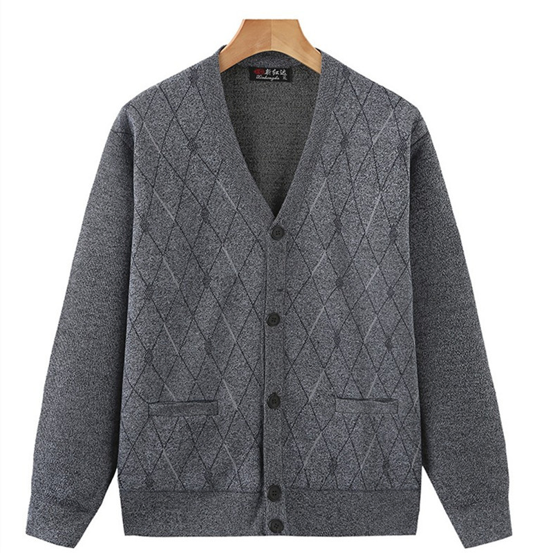 Hot Selling Button Loose Men Long Sleeve Knitted Sweater V-Neck Vintage Knitwear
