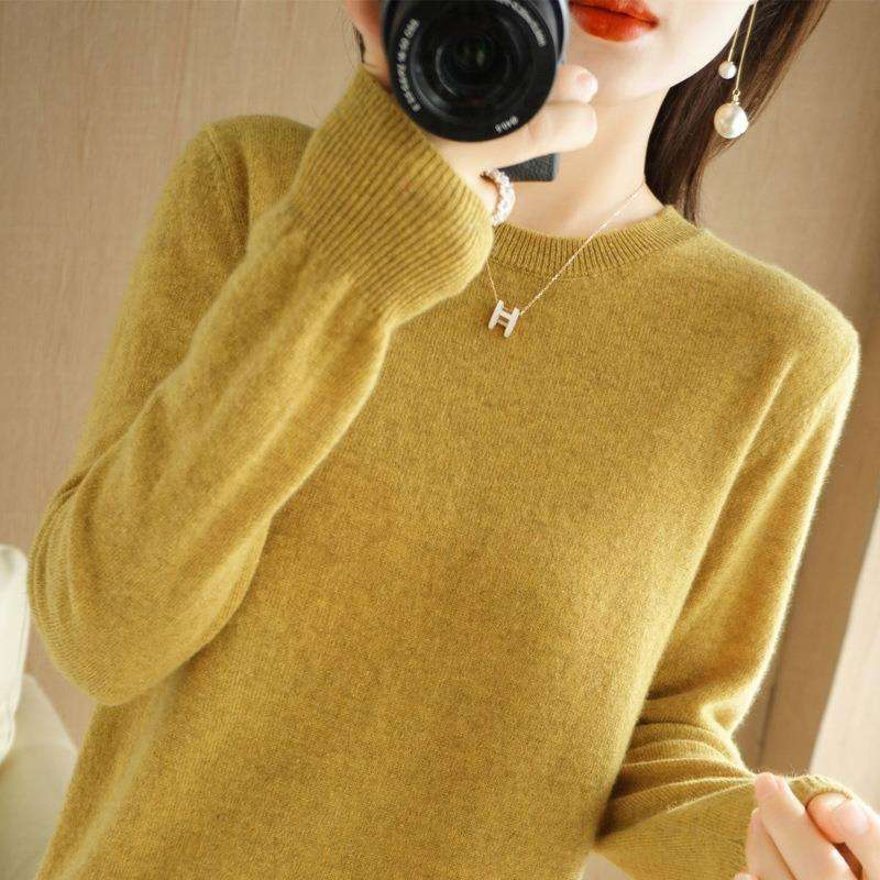 Women′s 100% Cashmere Sweater Round-Neck Pullover Knitted Casual Sweater Knitwear