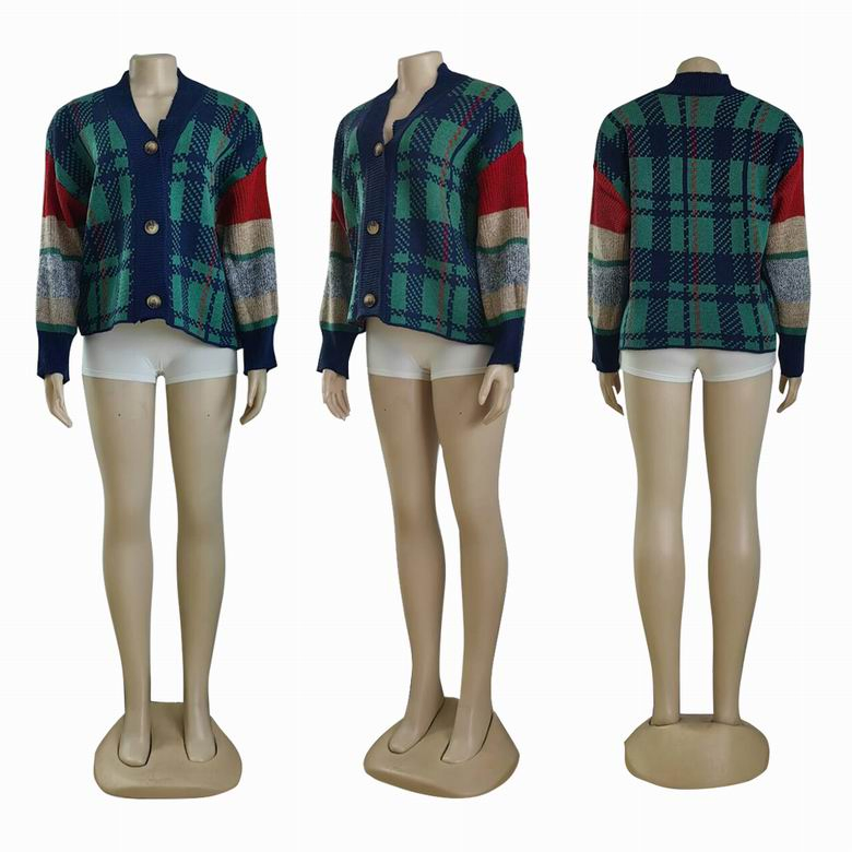 Manufacturers V-Neck Jacquard Cardigan Women Ribbed Knit Short Women&prime;s Sweater