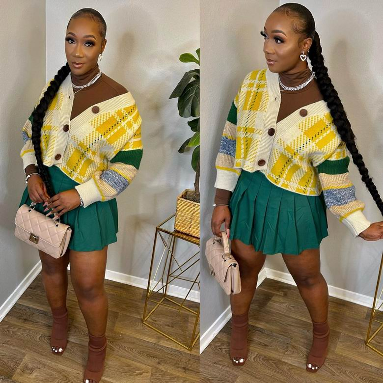 Manufacturers V-Neck Jacquard Cardigan Women Ribbed Knit Short Women&prime;s Sweater