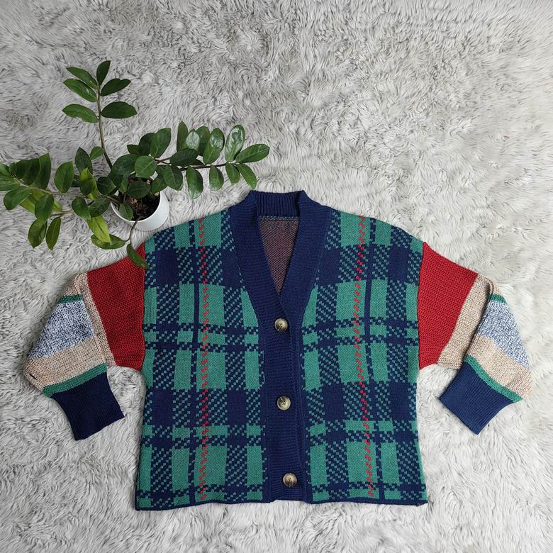 Manufacturers V-Neck Jacquard Cardigan Women Ribbed Knit Short Women&prime;s Sweater