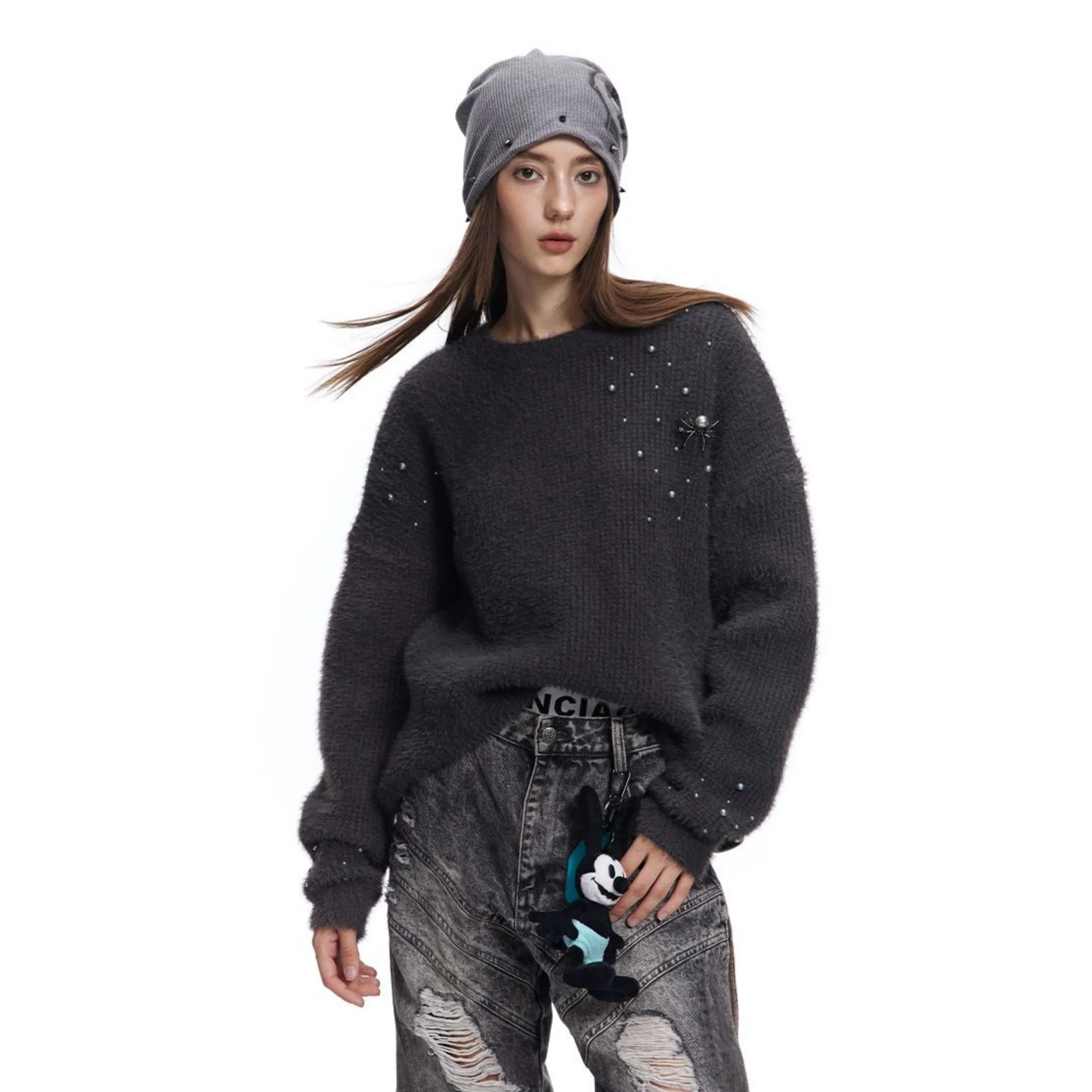 Factory Customization Beaded Faux Mink Sweater Autumn and Winter