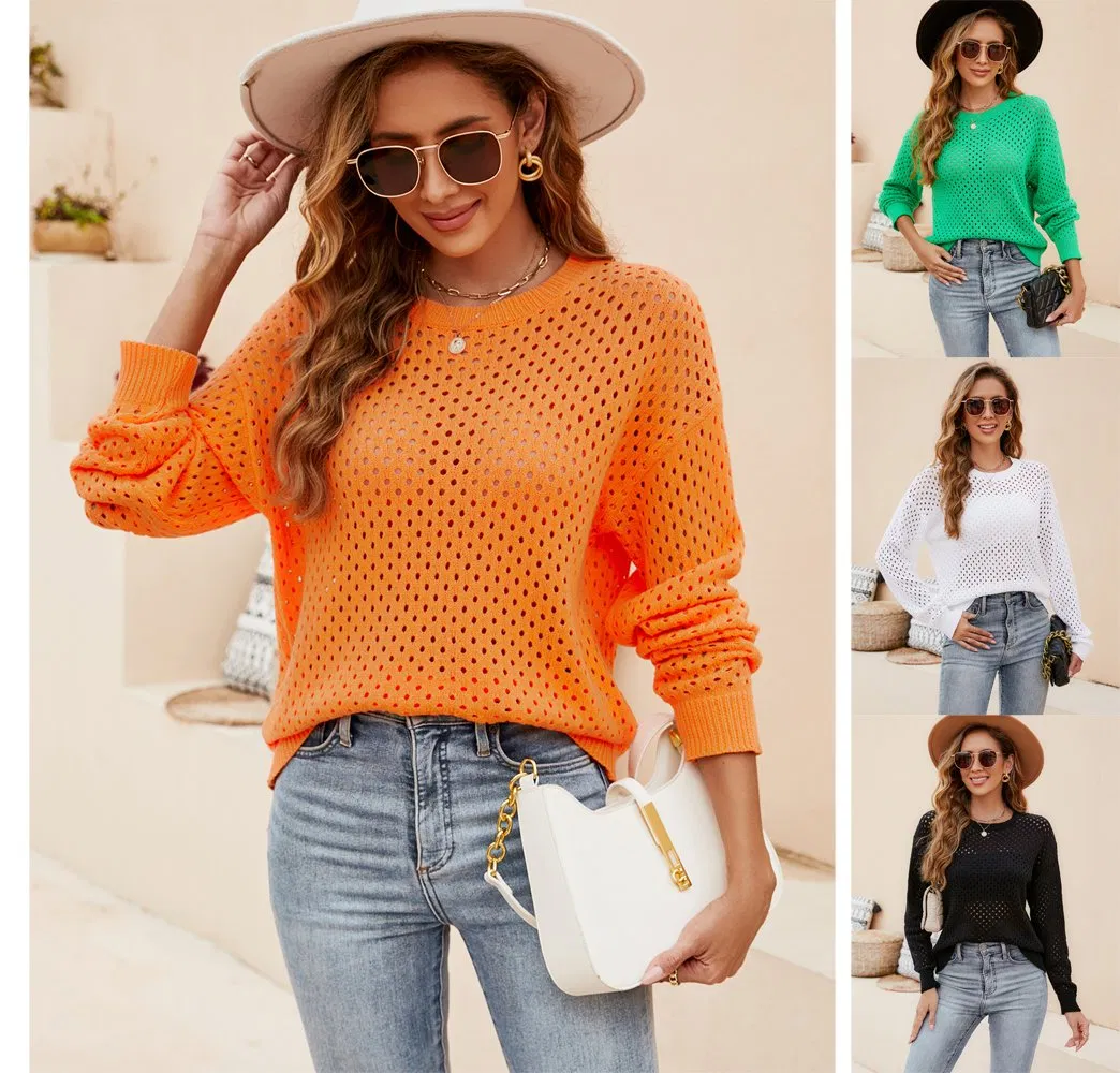 Summer Female Solid Color Women Knitwear Clothing Woman Hollowed out Casual Sexy Beach Thin Sweater