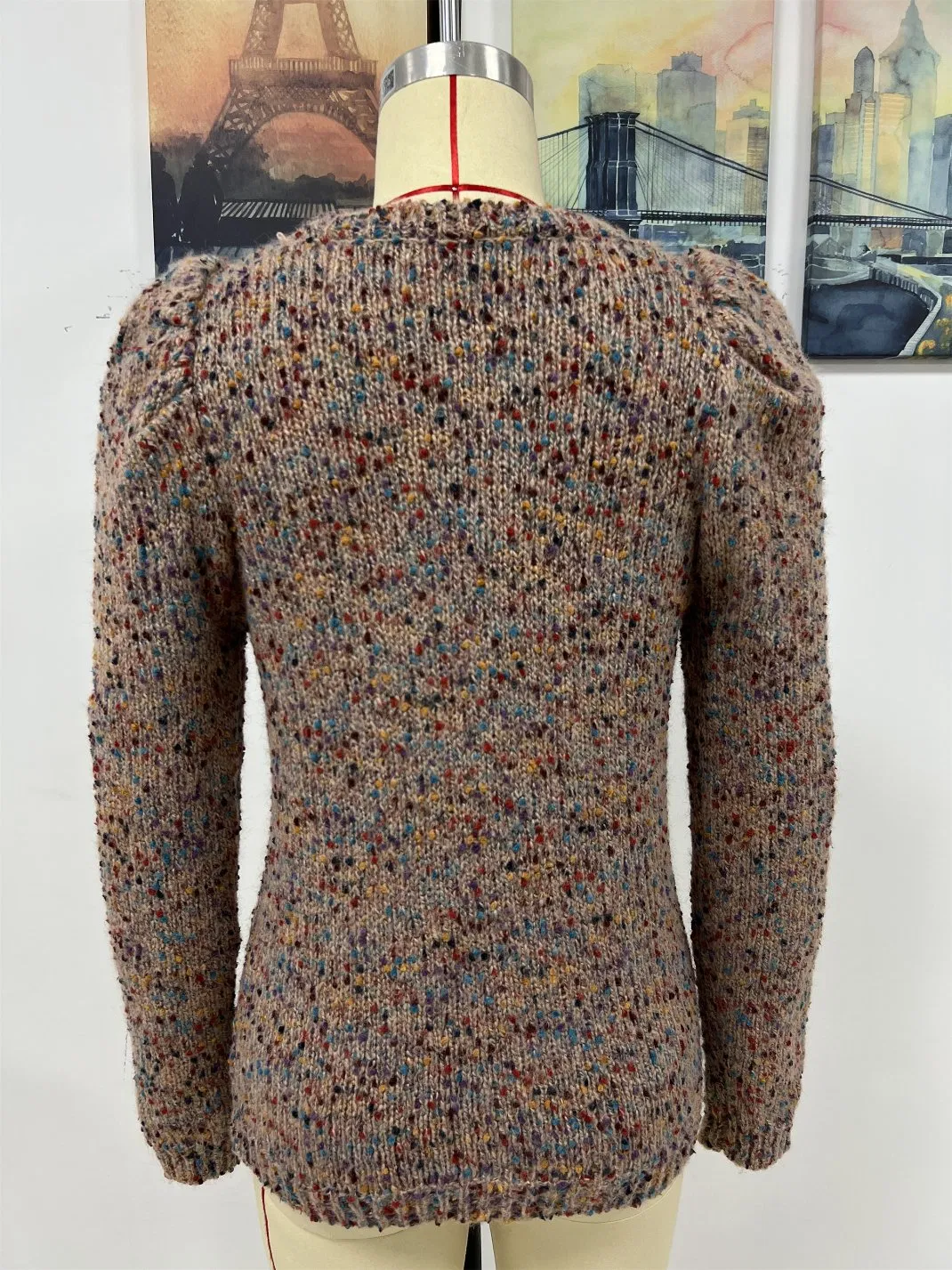 Street Winter Clothes Knitwear Solid Color Women DOT Colorful Casual Crew-Neck Knitted Sweater