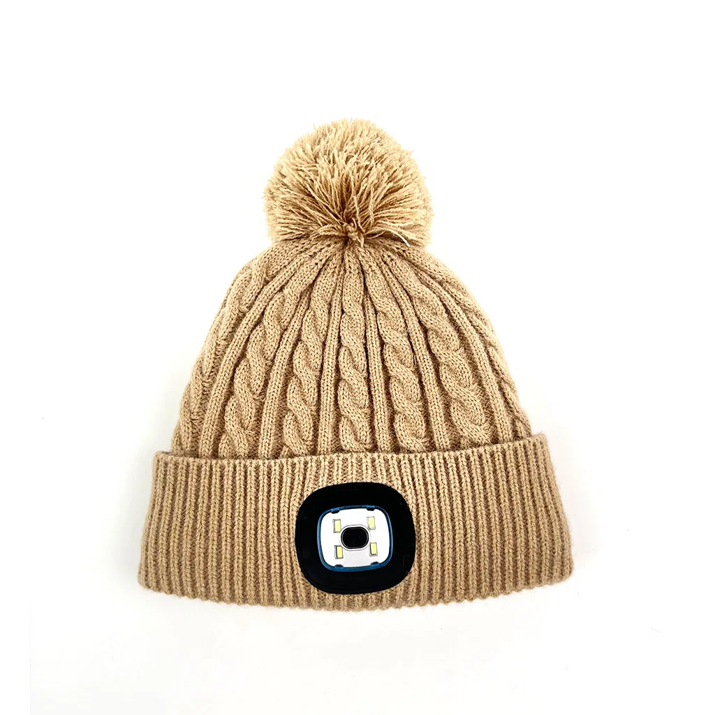Western Style LED Lighting Stretch Cozy Knitted Mountaineering Hat Beanie