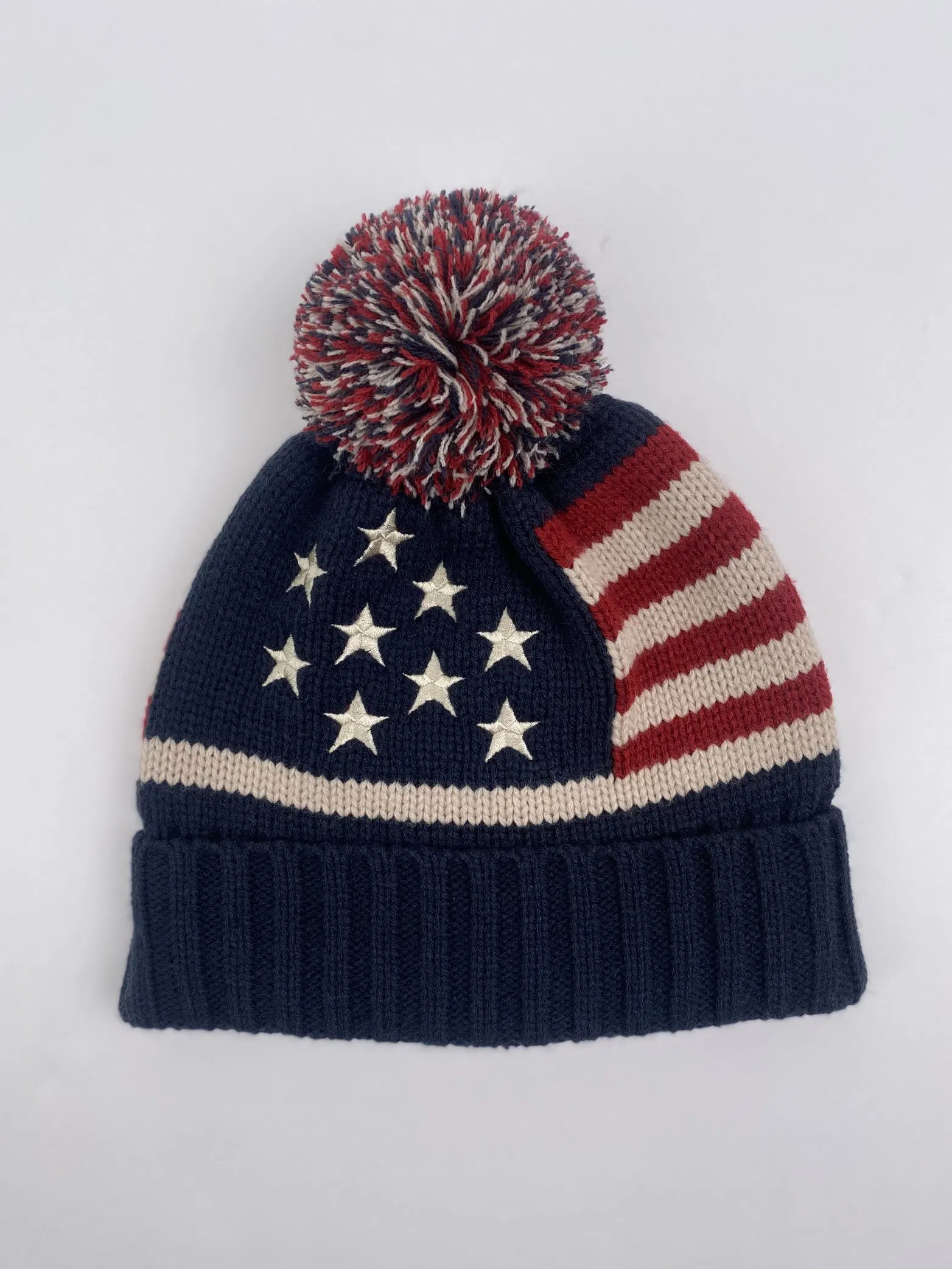 Fashion American Stylish National Flag Pattern Pompom Stretch Knitted Hat