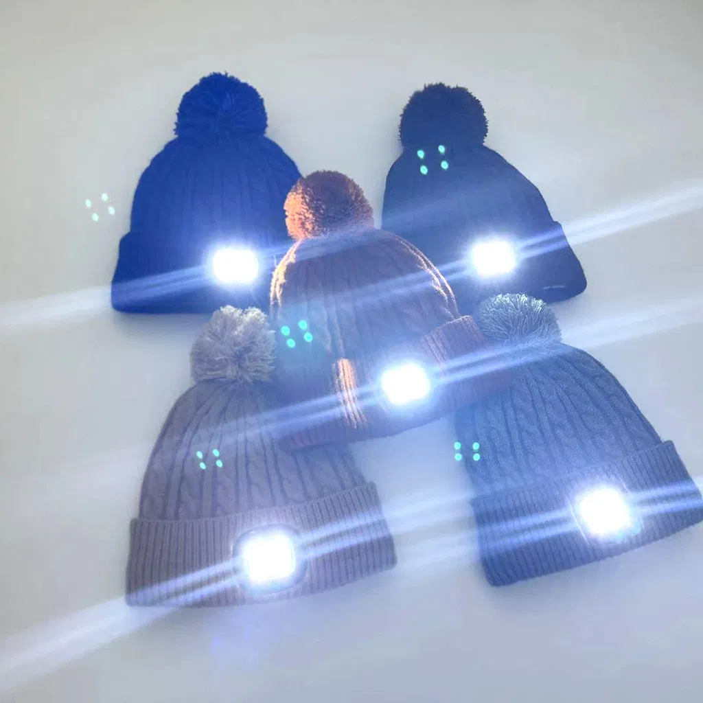 Western Style LED Lighting Stretch Cozy Knitted Mountaineering Hat Beanie