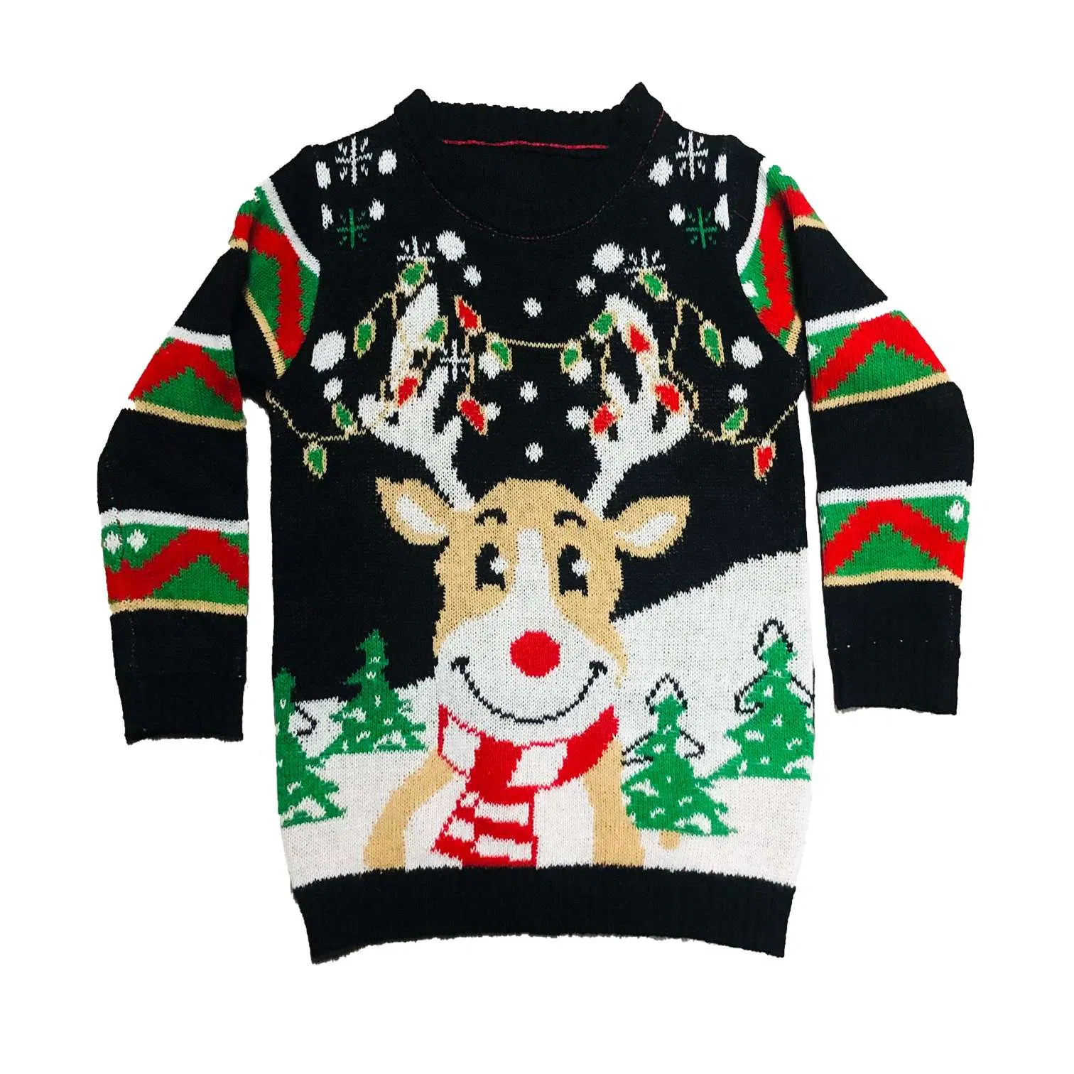 Cute Christmas Reindeer Jacquard Pullover Acrylic Ugly Knitwear Sweater Clothes