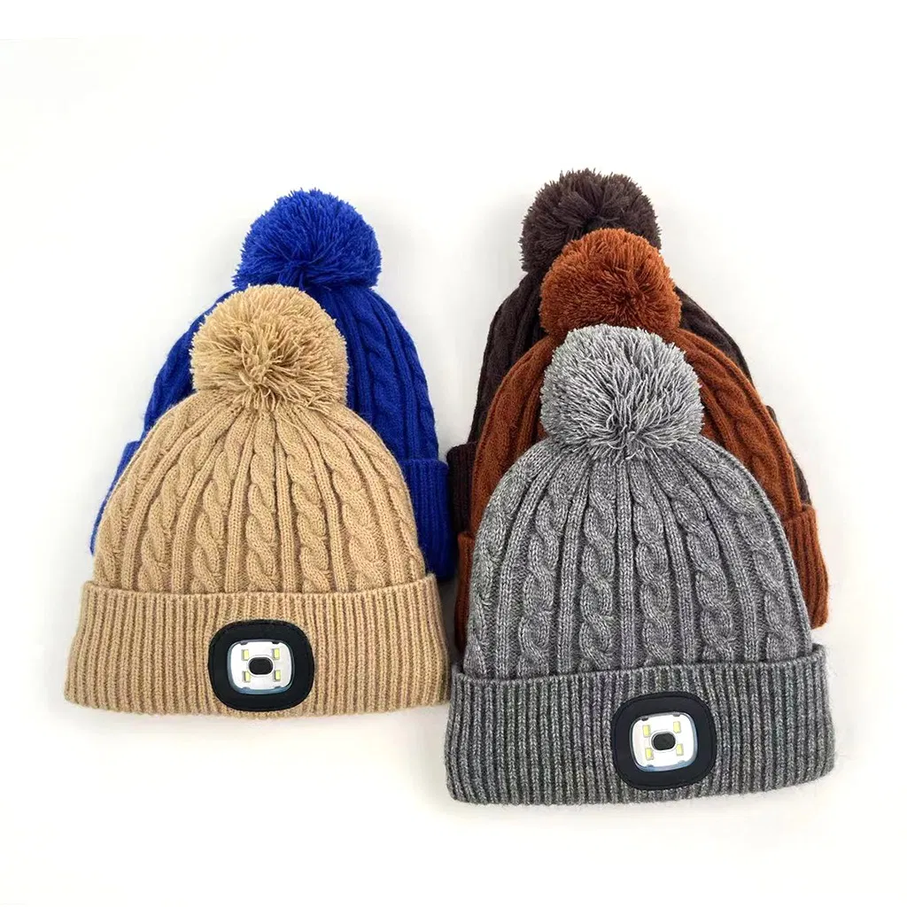 Western Style LED Lighting Stretch Cozy Knitted Mountaineering Hat Beanie