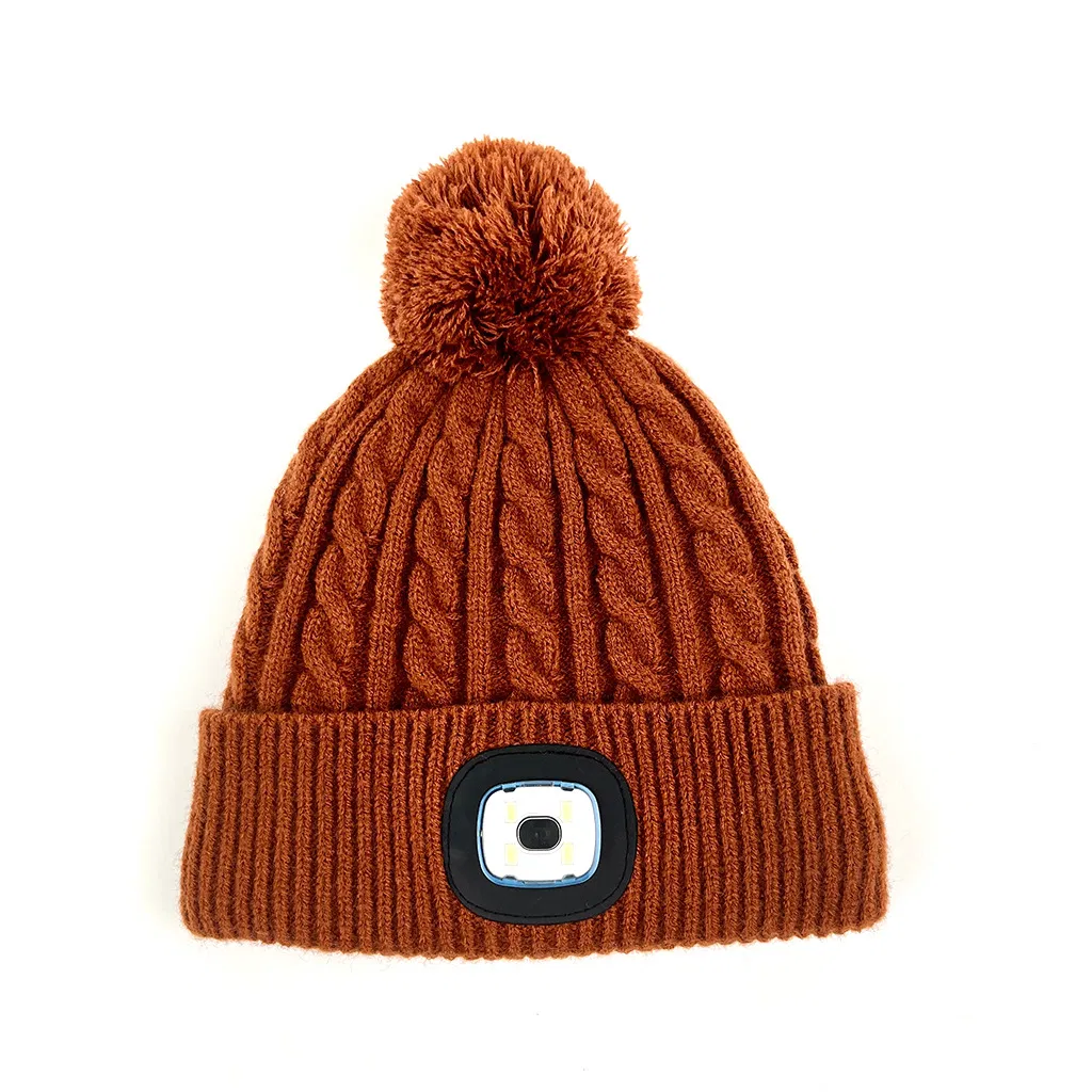Western Style LED Lighting Stretch Cozy Knitted Mountaineering Hat Beanie