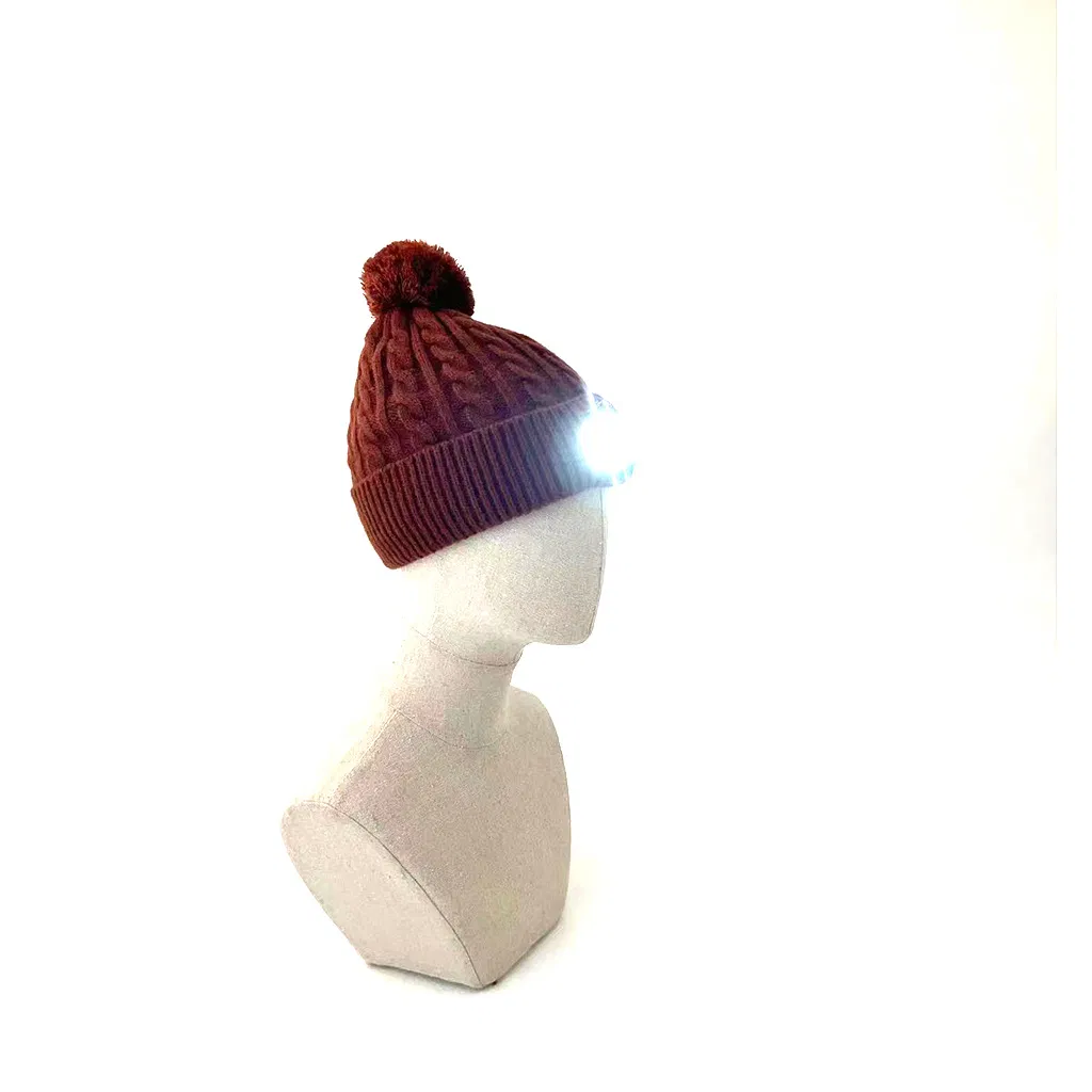 Western Style LED Lighting Stretch Cozy Knitted Mountaineering Hat Beanie