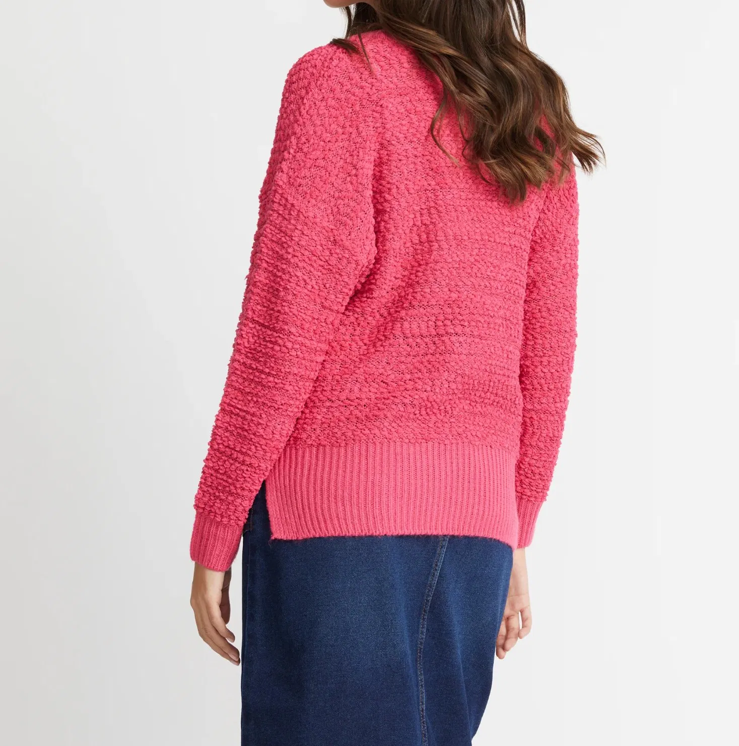 Textured Cozy Popcorn Sweater V-Neck Popcorn Knit Jumper