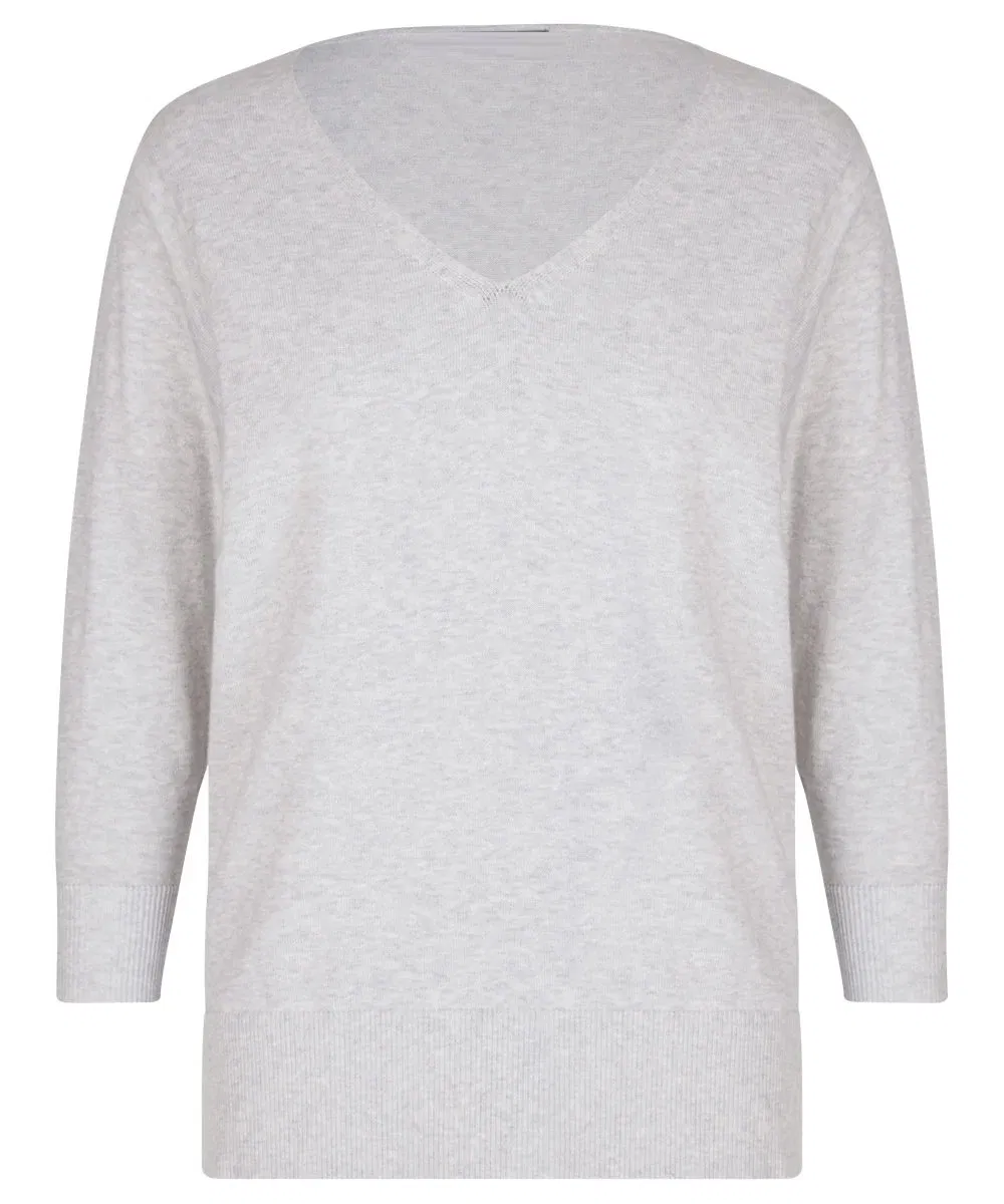 Long Sleeve Relaxed V-Neck Knit Top Tunic Pullover Sweater Jumper