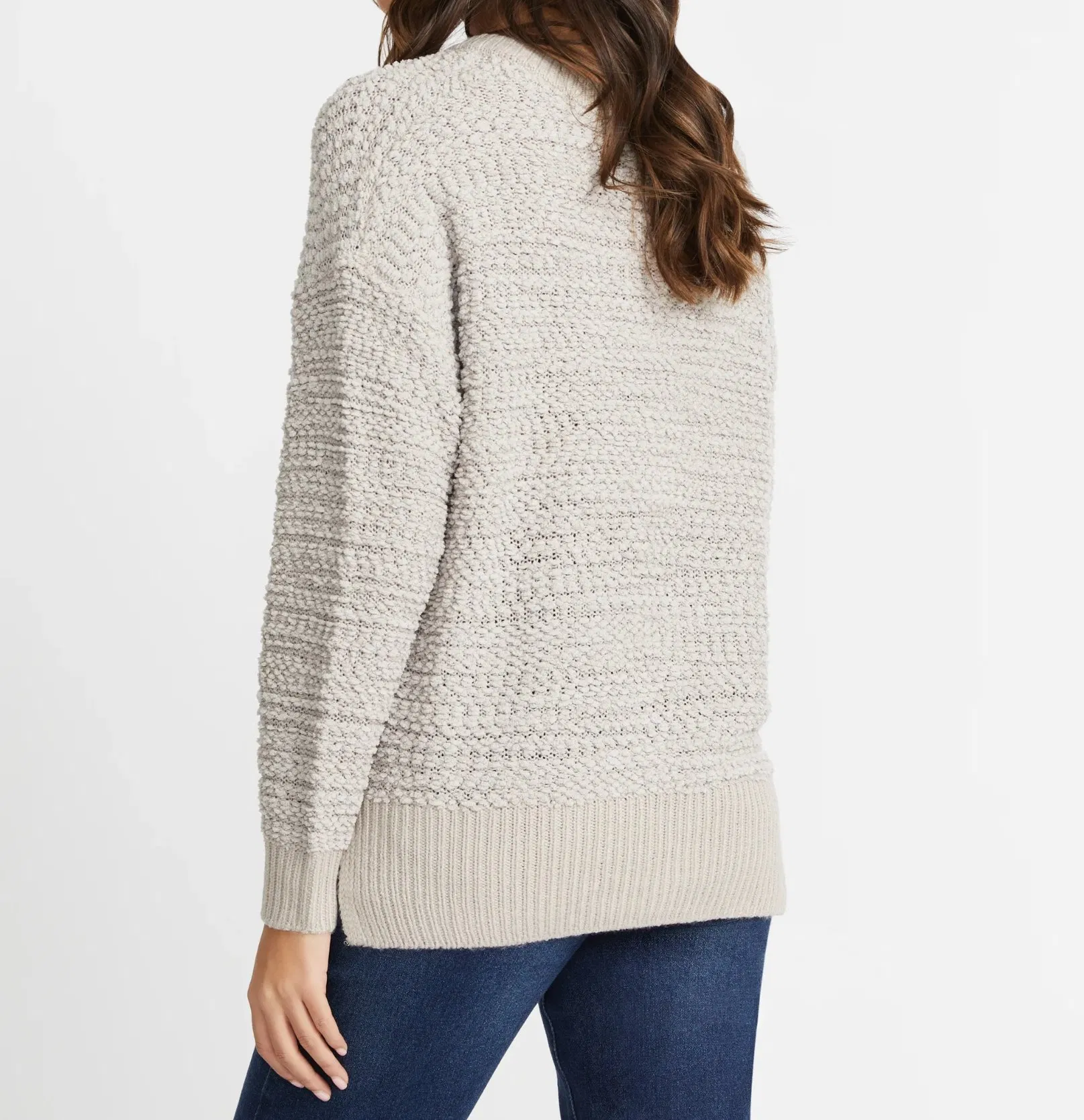 Textured Cozy Popcorn Sweater V-Neck Popcorn Knit Jumper