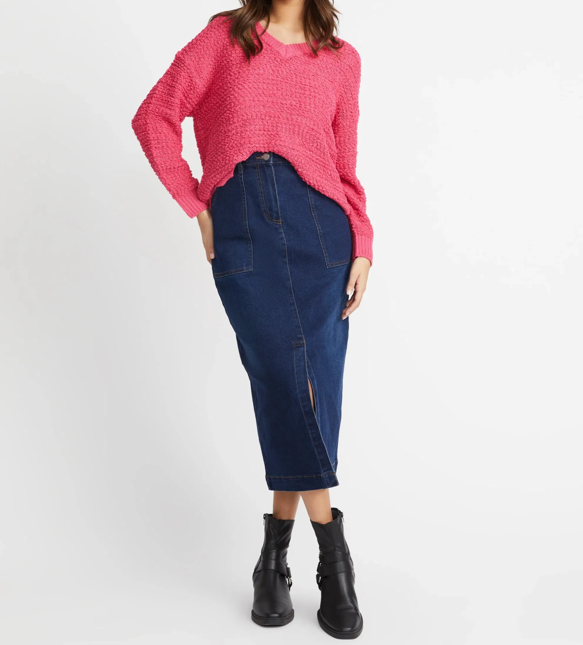 Textured Cozy Popcorn Sweater V-Neck Popcorn Knit Jumper