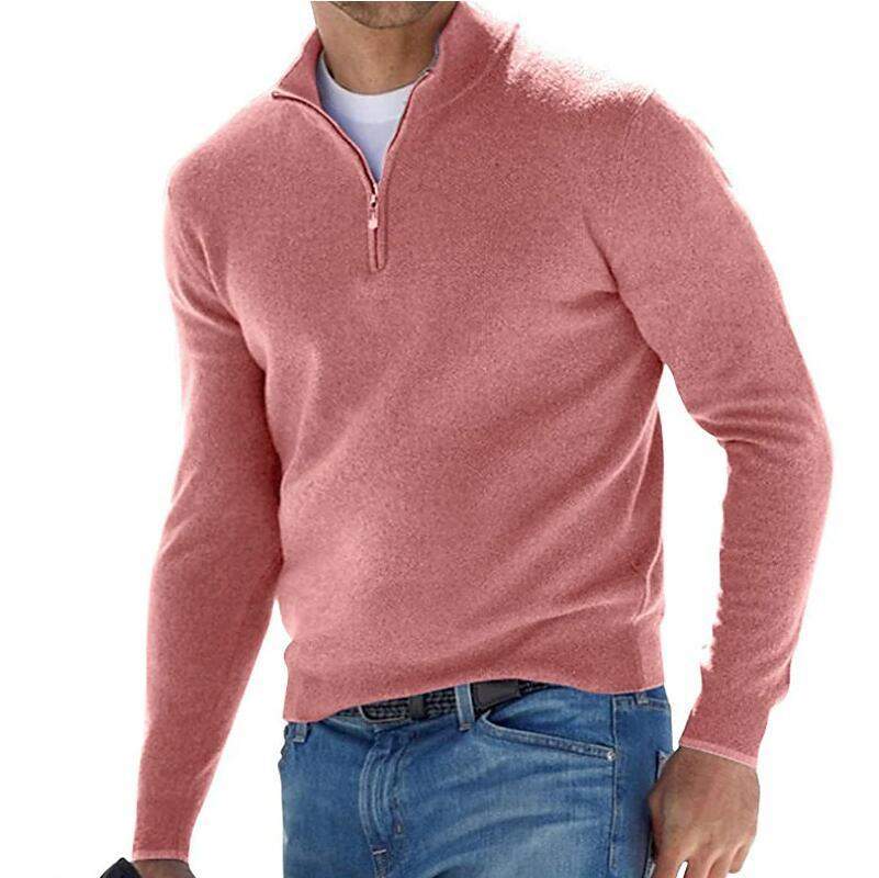 Clothing Factory 2025 Winter New Fashion Men&prime;s Business Zip Wool Sweaters Keep Warm Clothes Custom Logo Knitting Sweaters for Men