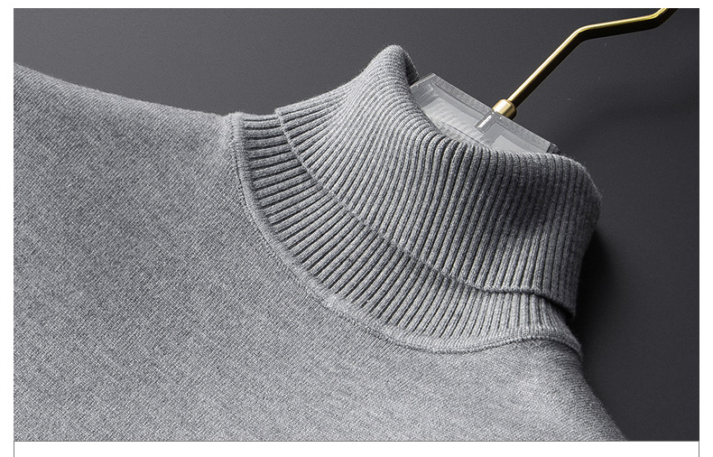 Wholesale Men&prime;s Fashion Keep Warm High Quality Wool Thread Neck Sweater Custom Logo Plain Turtleneck Sweaters for Men