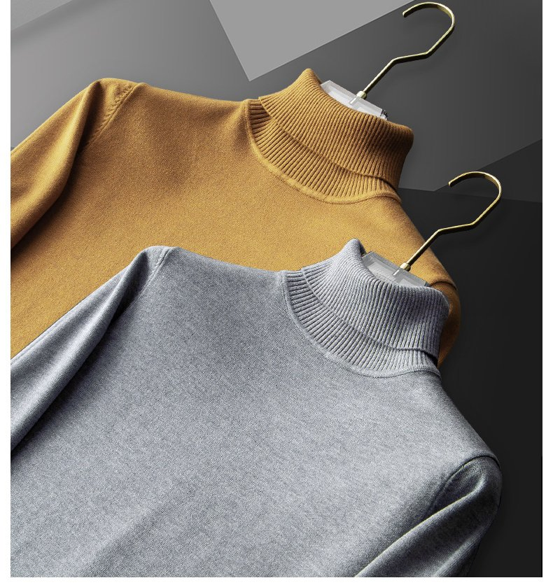 Wholesale Men&prime;s Fashion Keep Warm High Quality Wool Thread Neck Sweater Custom Logo Plain Turtleneck Sweaters for Men