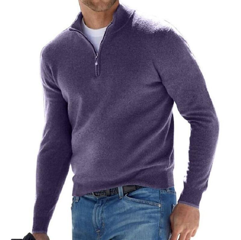 Clothing Factory 2025 Winter New Fashion Men&prime;s Business Zip Wool Sweaters Keep Warm Clothes Custom Logo Knitting Sweaters for Men