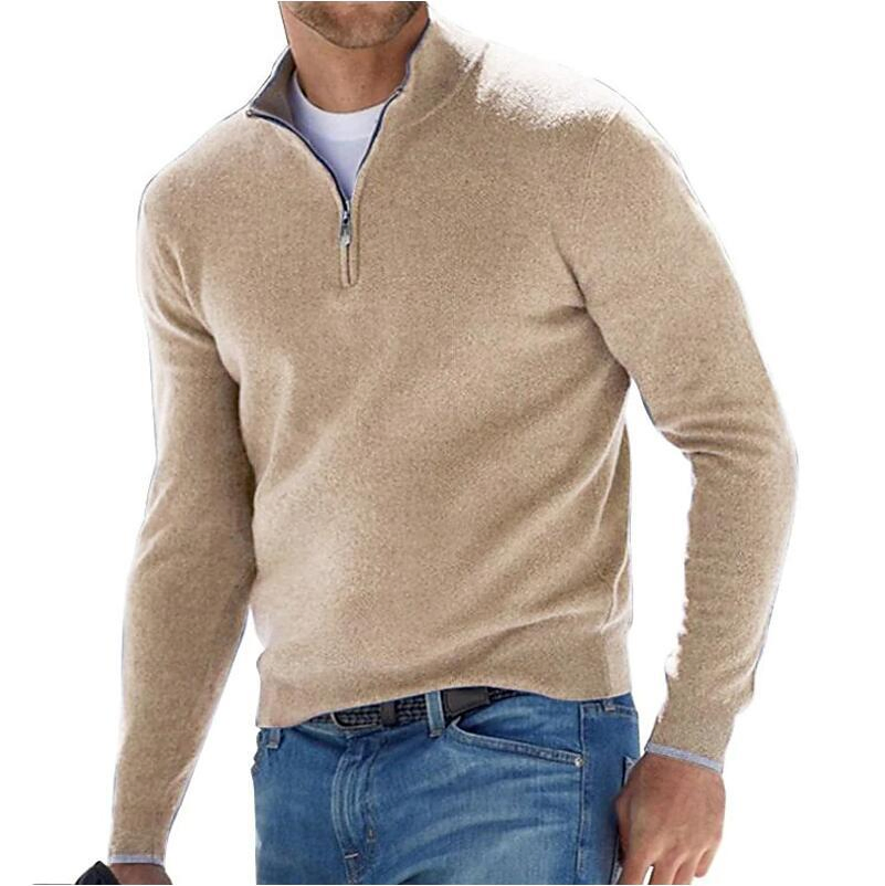 Clothing Factory 2025 Winter New Fashion Men&prime;s Business Zip Wool Sweaters Keep Warm Clothes Custom Logo Knitting Sweaters for Men