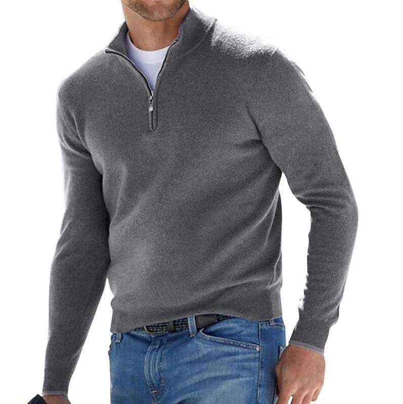 Clothing Factory 2025 Winter New Fashion Men&prime;s Business Zip Wool Sweaters Keep Warm Clothes Custom Logo Knitting Sweaters for Men