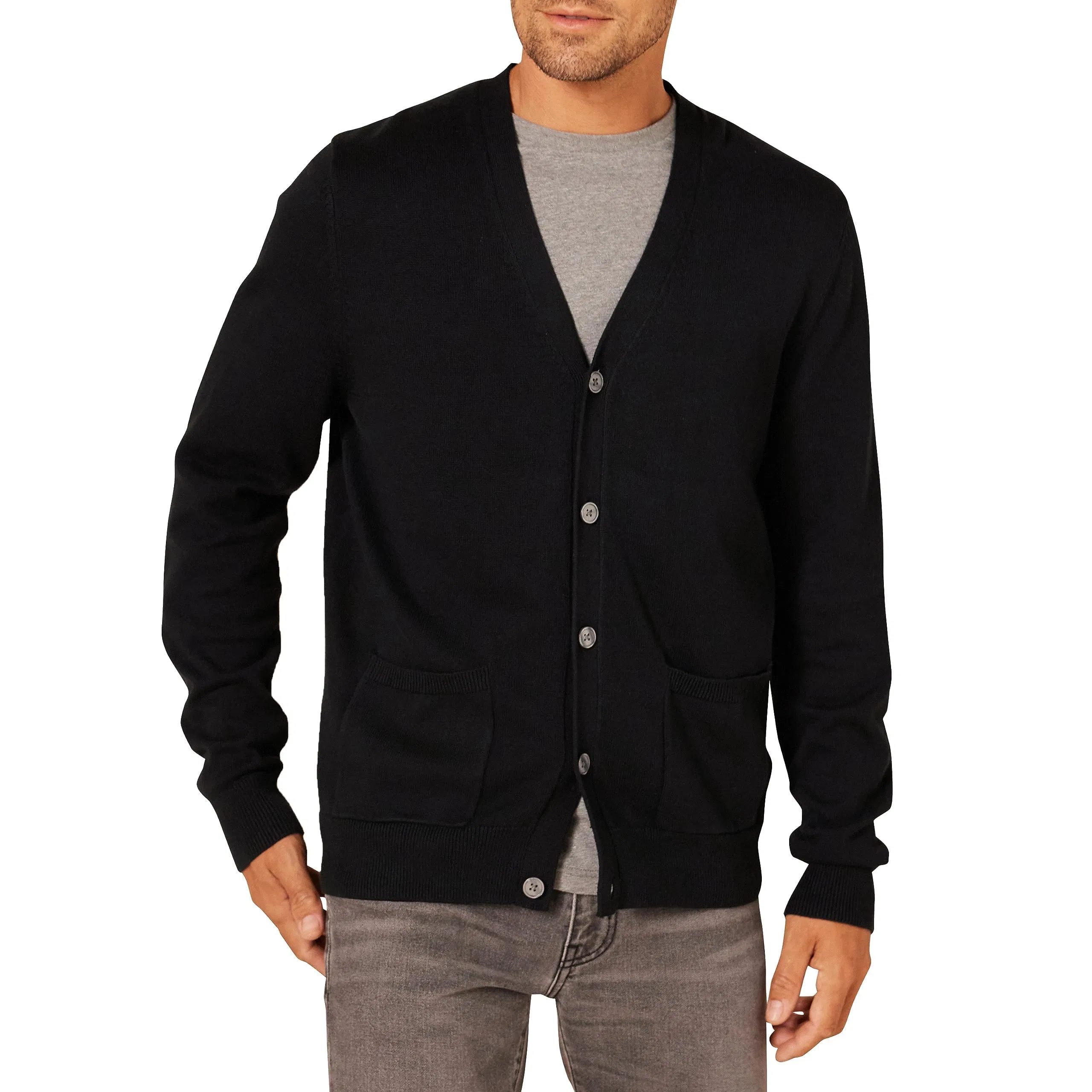 Clothing Factory Customized Men′s Cotton Cardigan Sweaters with Embroidery Logo