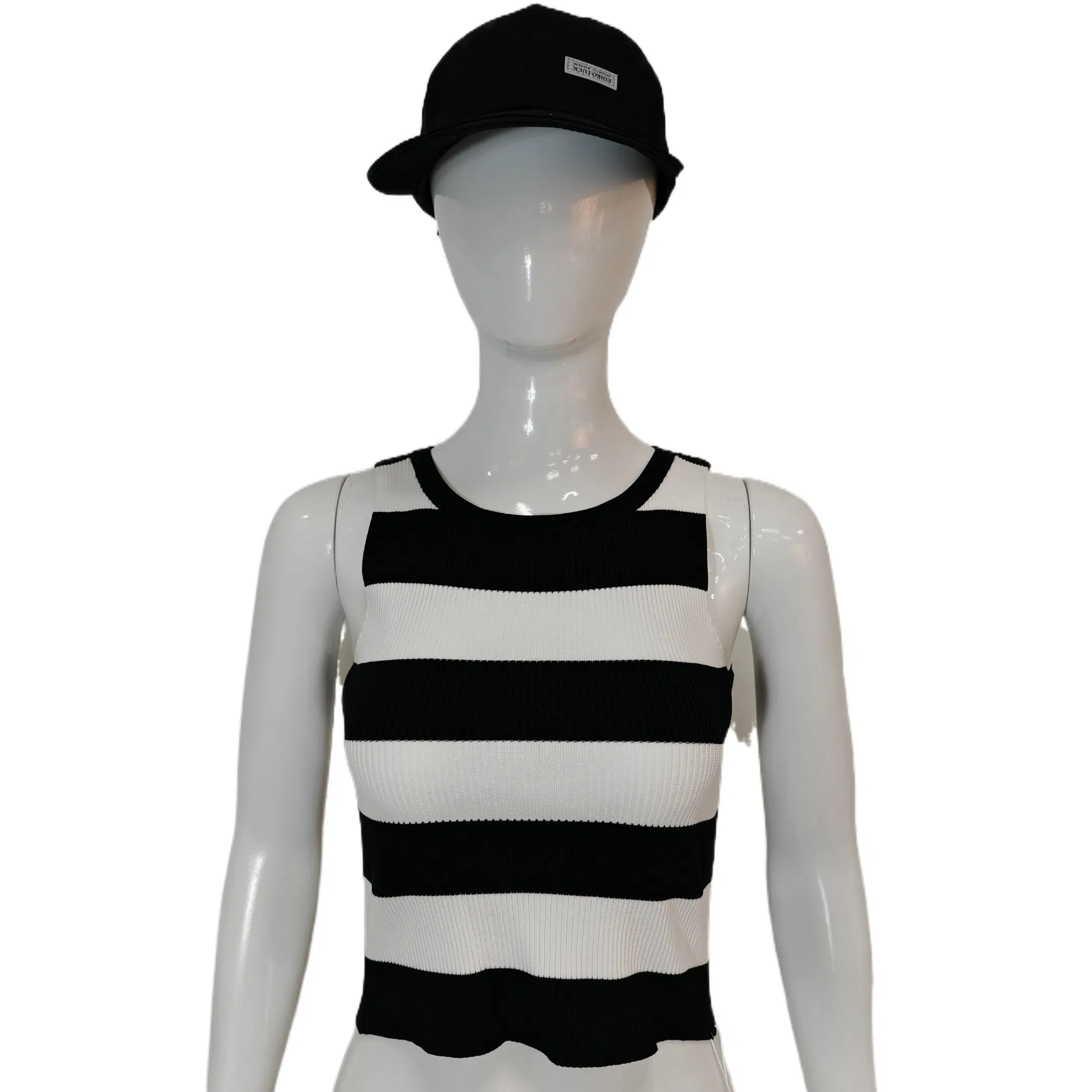 New Women Vintage Tank Top Slim Short Casual Vest Color Block Striped Sleeveless Crop Knitted Wholesale O-Neck Sweater Vest