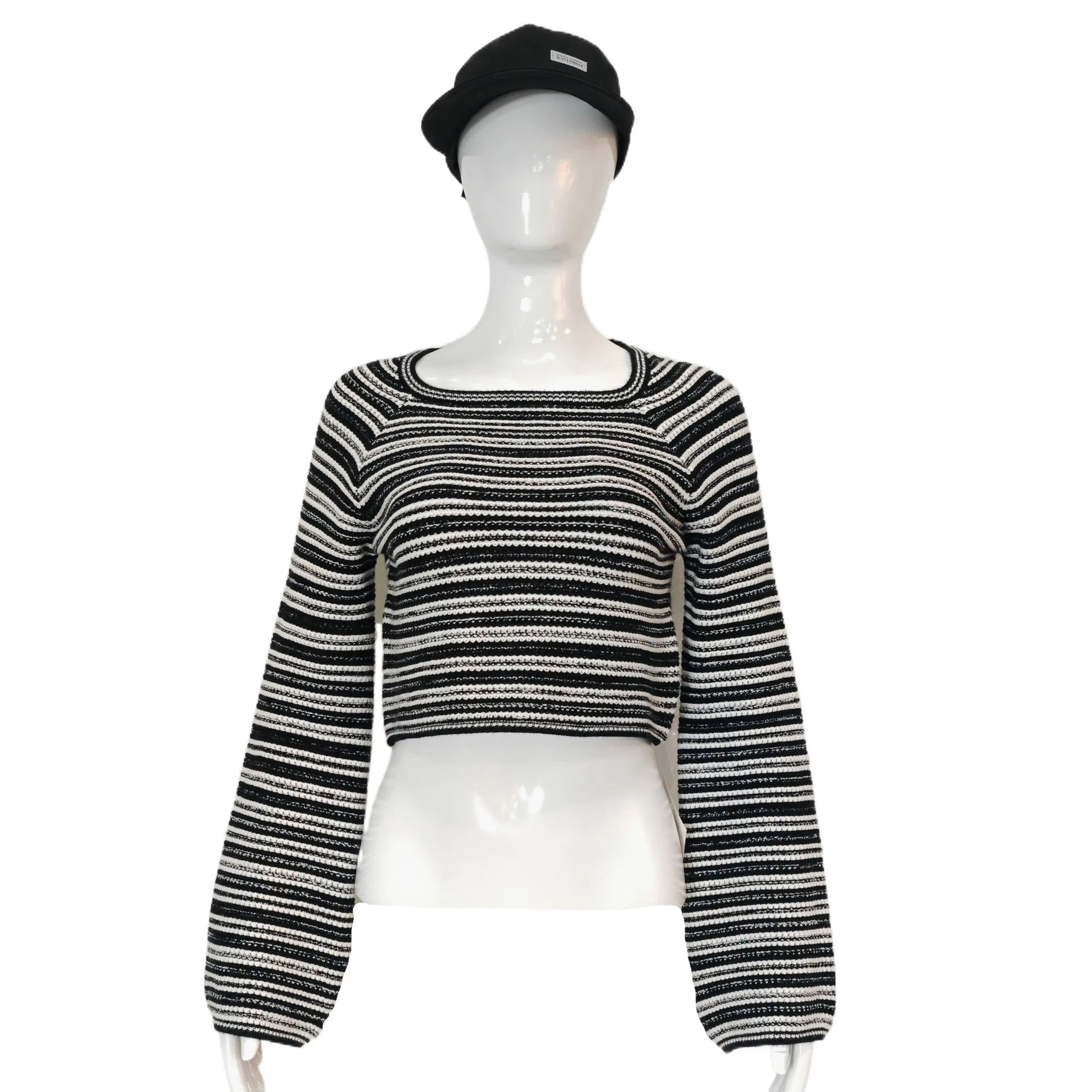 Women′s Casual Slim-Fit Interior Stylish Shirt Breathable Polyester Wool Knitwear Striped Crewneck Top Sweater Loose