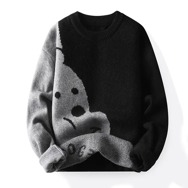 Custom OEM Sweater Unisex Jacquard Knitwear Men Crewneck Pullover Knit Jumpers