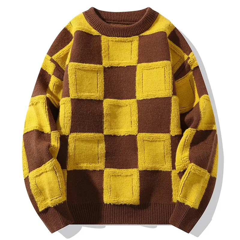 Custom OEM Sweater Unisex Jacquard Knitwear Men Crewneck Pullover Knit Jumpers