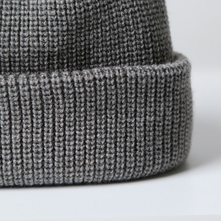 Unisex Wholesale Custom Logo Ribbed Knit Grey Beanies Warm Beanie Hat for Women Men
