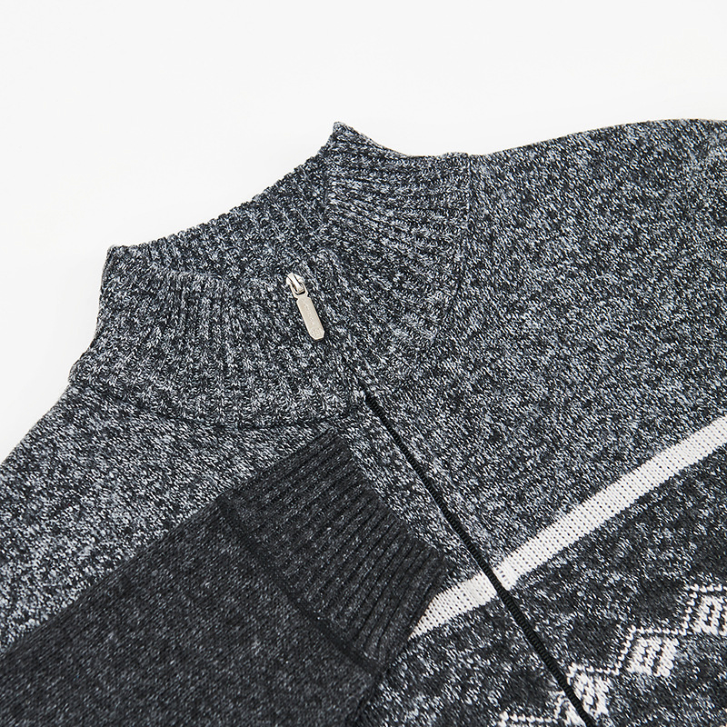 Wholesale Custom Thick Pure Wool Half High Neck Zipper Men&prime;s Woolen Sweater