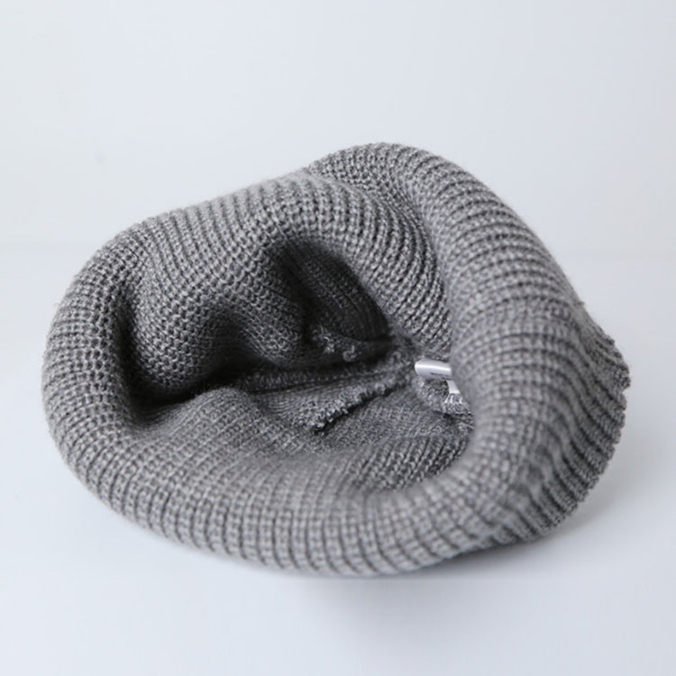 Unisex Wholesale Custom Logo Ribbed Knit Grey Beanies Warm Beanie Hat for Women Men