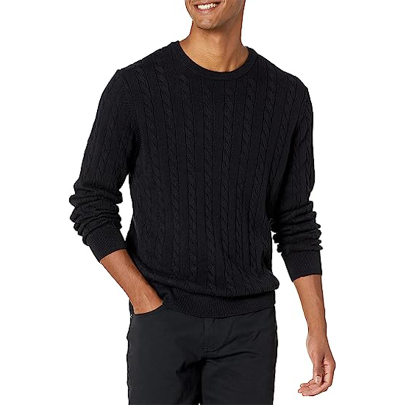Black Knitted Classic Wholesale Soft Stretchy Sweaters for Custom