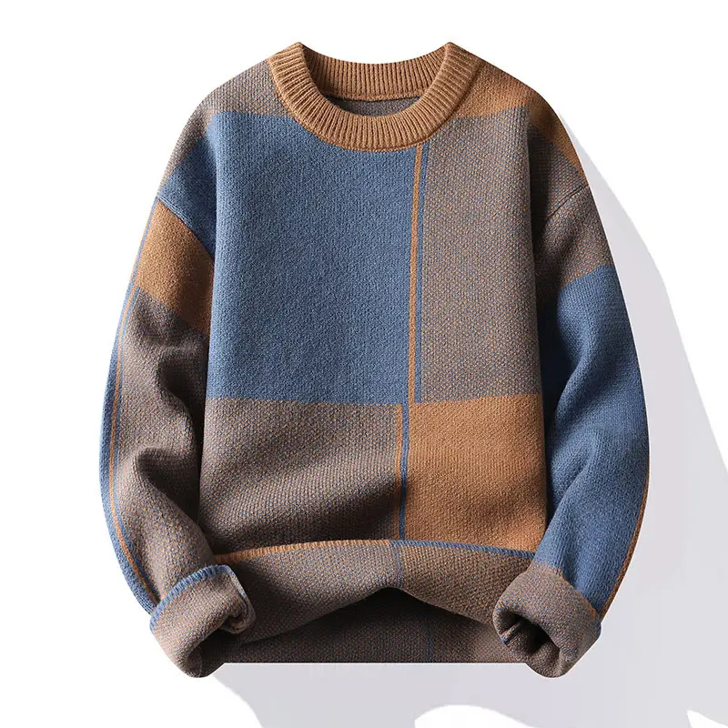 Custom OEM Sweater Unisex Jacquard Knitwear Men Crewneck Pullover Knit Jumpers