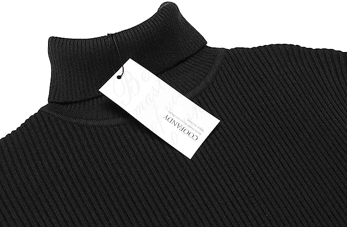 Mens Ribbed Slim Fit Knitted Pullover Turtleneck Sweater