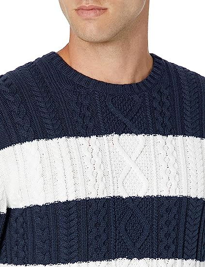 Men&prime;s Pullover Sweater Crewneck Classic Stripes Custom Logo